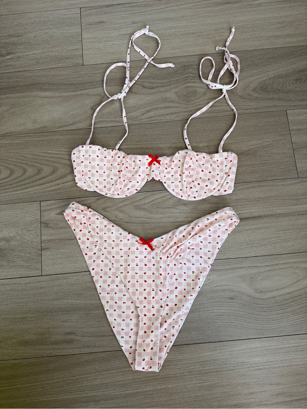 Dippin' Daisy's Pink and Red Micro-Check Bikini